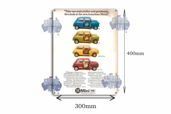 Leyland Mini Gentlemen's AUTO Tin Sign freeshipping - garageartaustralia