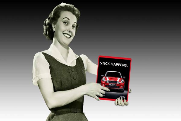 Mini Cooper S Stick Happens Tin Sign freeshipping - garageartaustralia