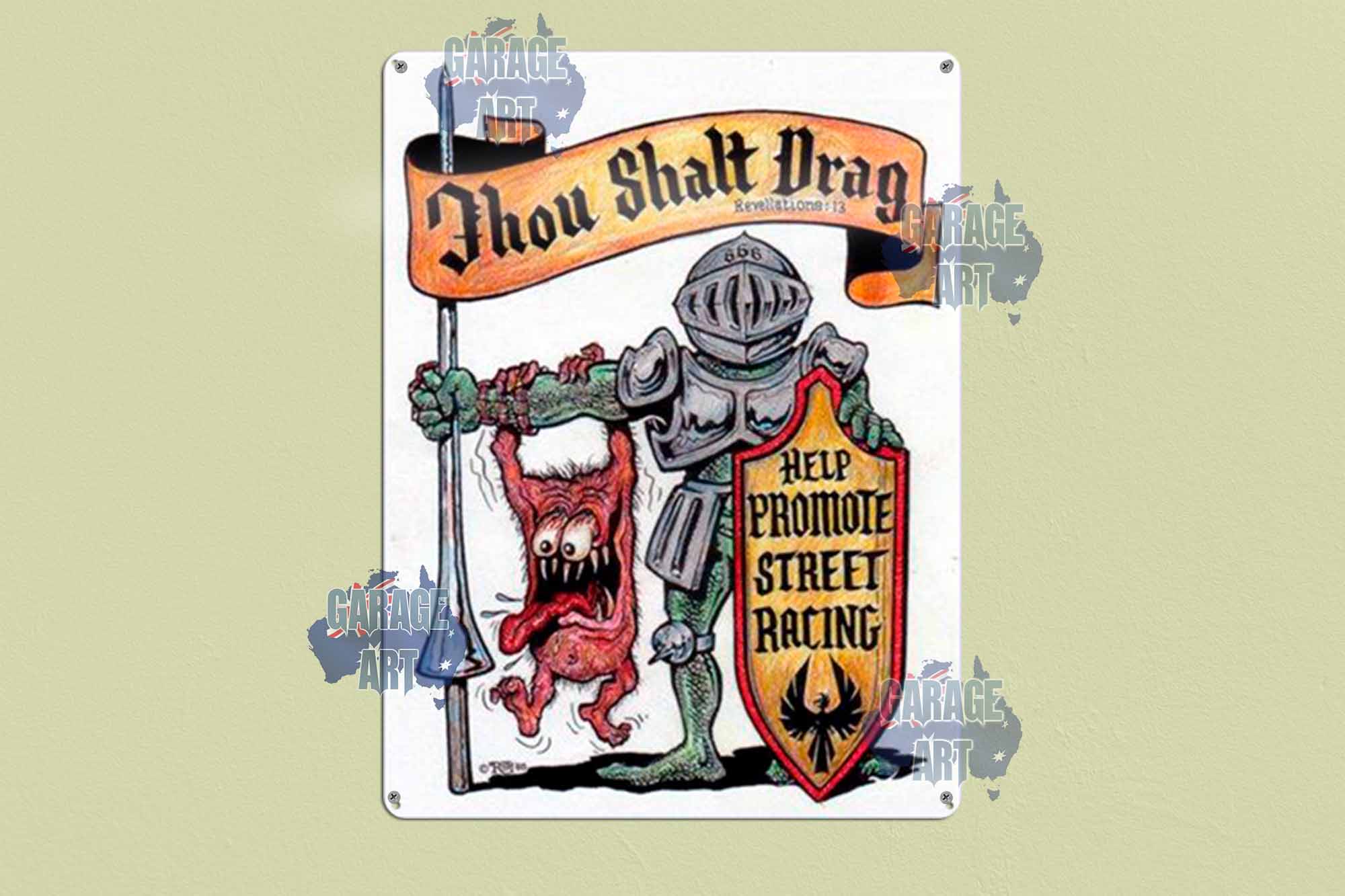 Thou Shalt Drag Rat Fink Tin Sign freeshipping - garageartaustralia