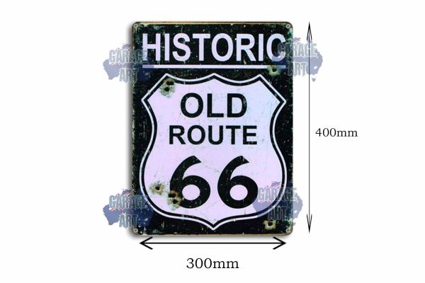 Historic Route 66 Tin Sign freeshipping - garageartaustralia