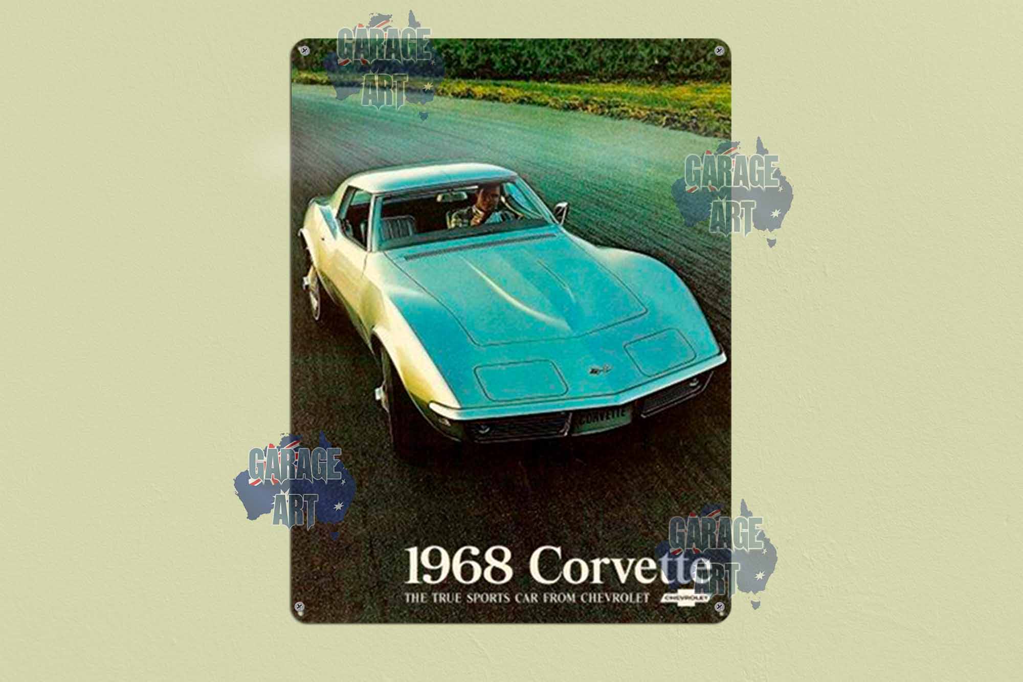 1968 Corvette Tin Sign freeshipping - garageartaustralia