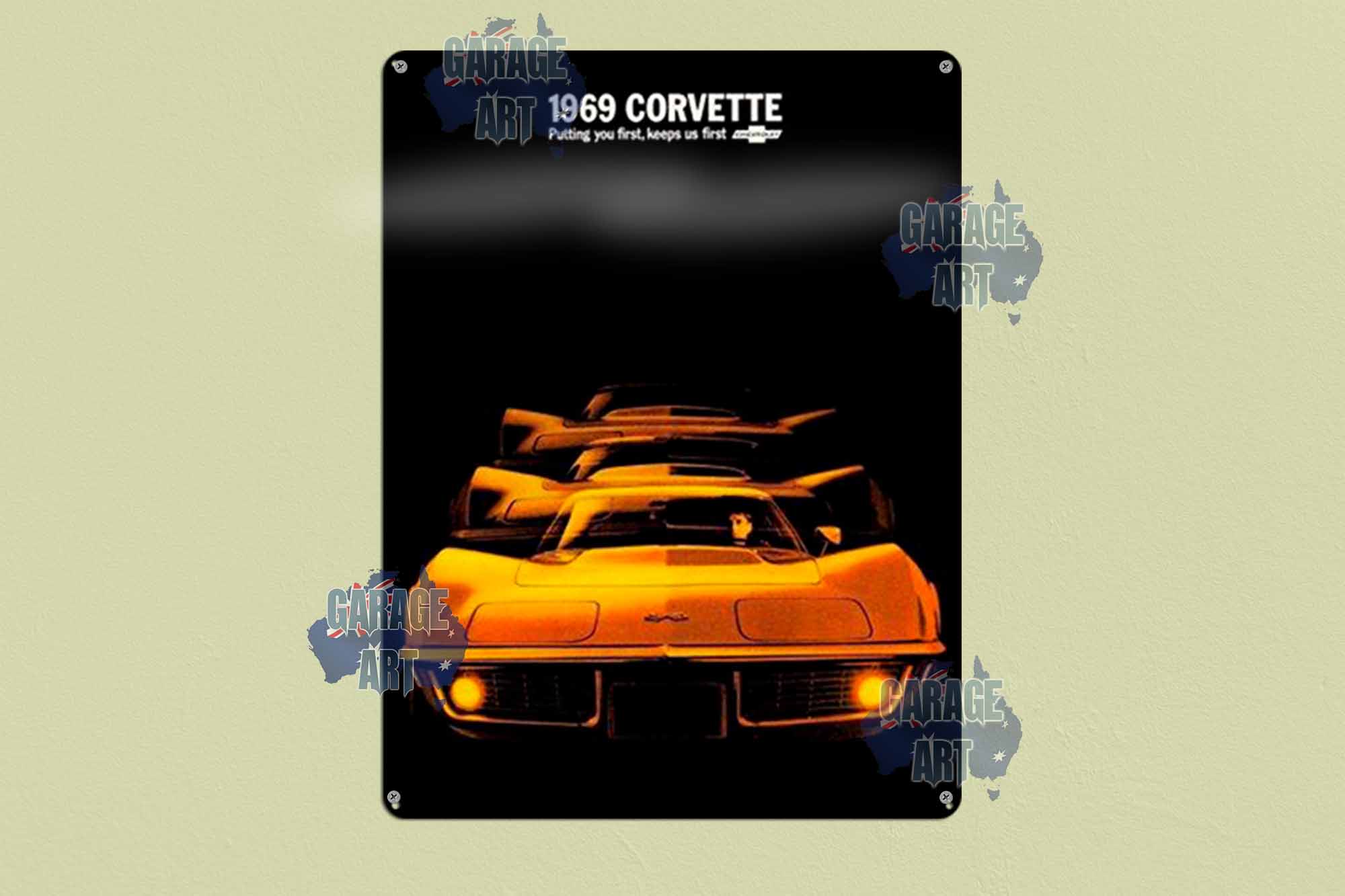 1969 Corvette Tin Sign freeshipping - garageartaustralia