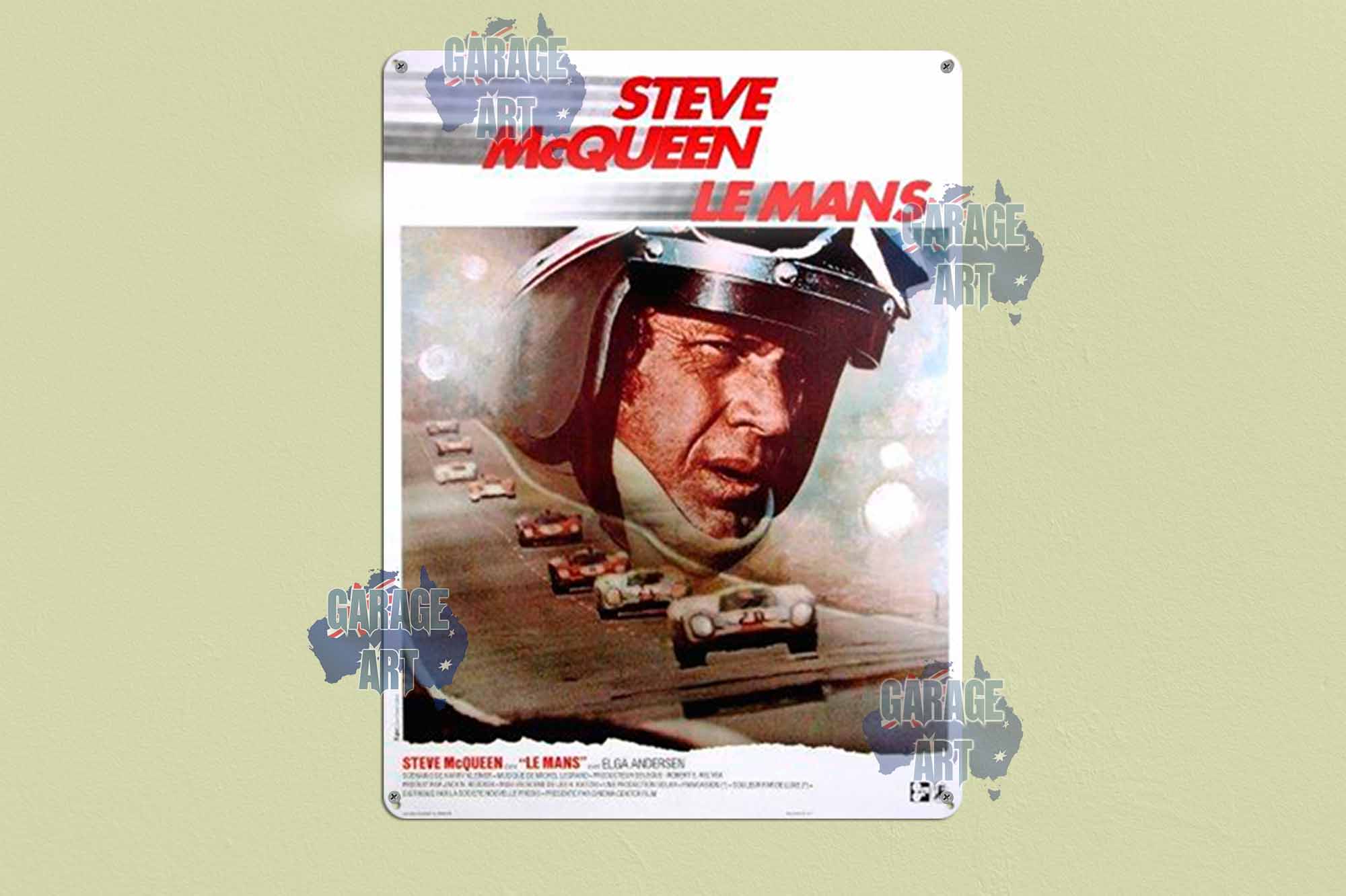 Steve McQueen LeMans Tin Sign freeshipping - garageartaustralia