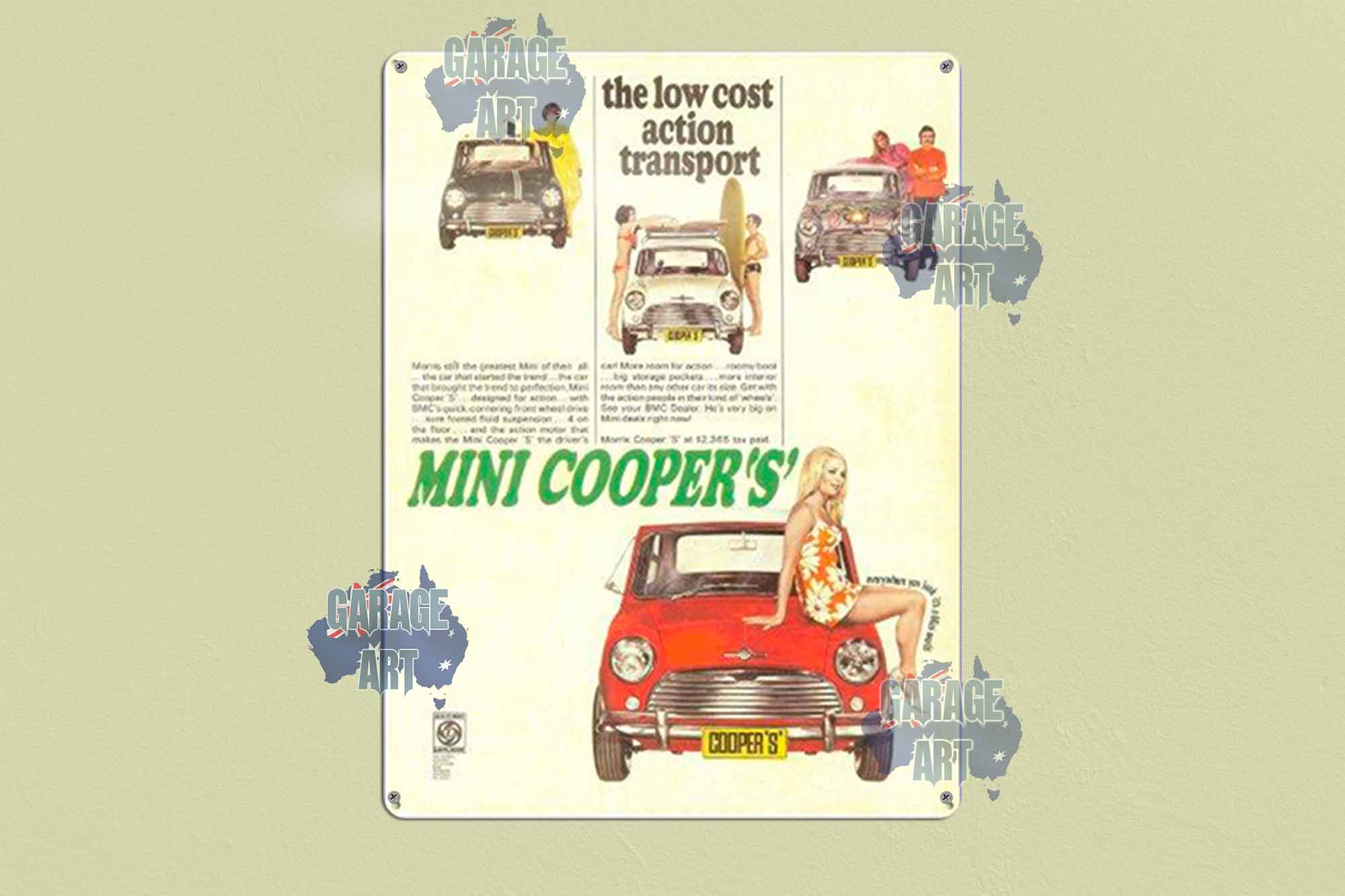 Low Cost Mini Cooper Tin Sign freeshipping - garageartaustralia