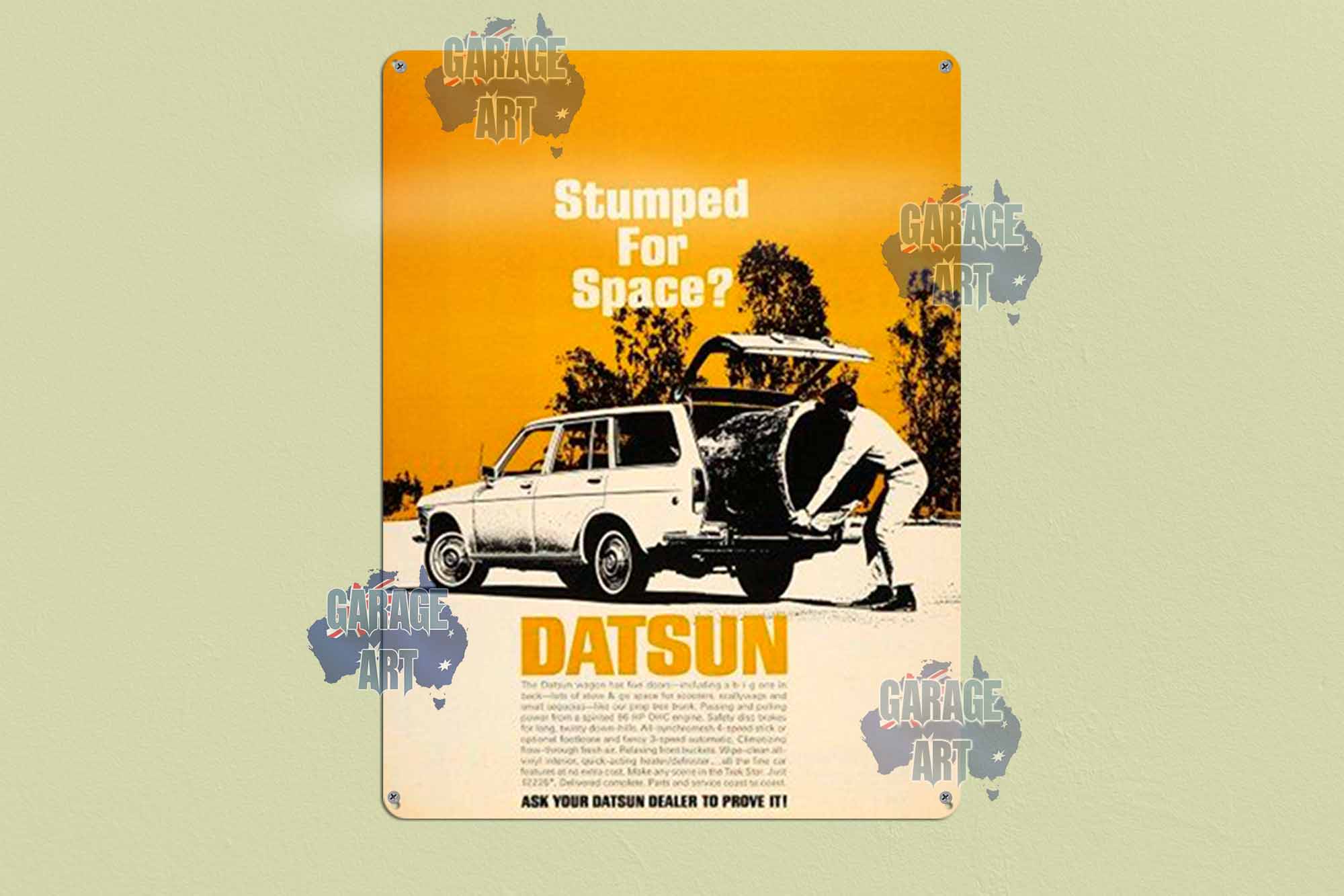 Stumped For Space Datsun Tin Sign freeshipping - garageartaustralia
