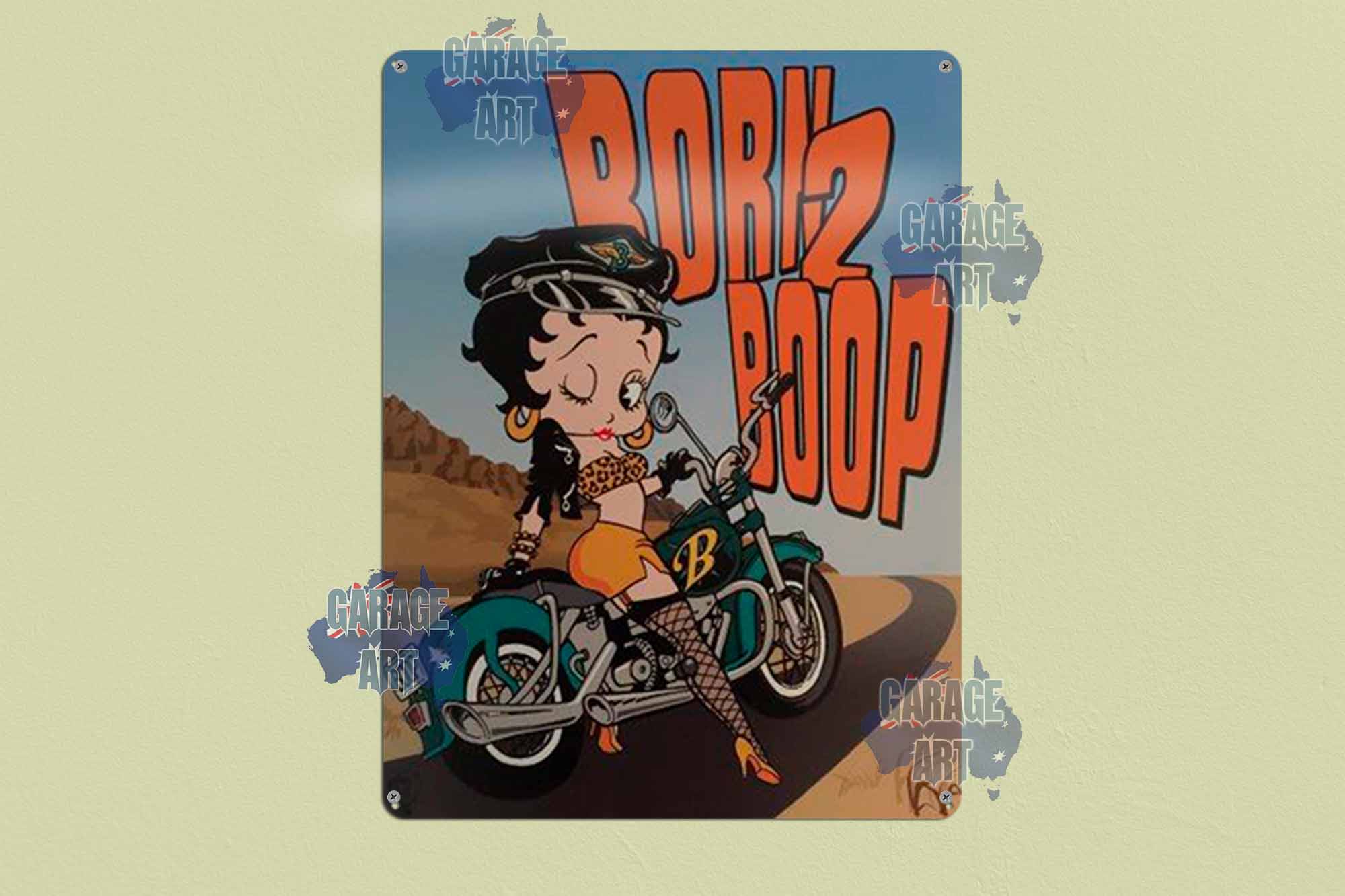 Betty Boop Bikie Tin Sign freeshipping - garageartaustralia
