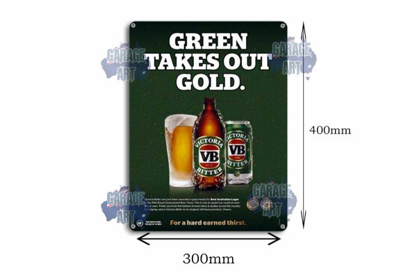 VB Green Takes out Gold Tin Sign freeshipping - garageartaustralia