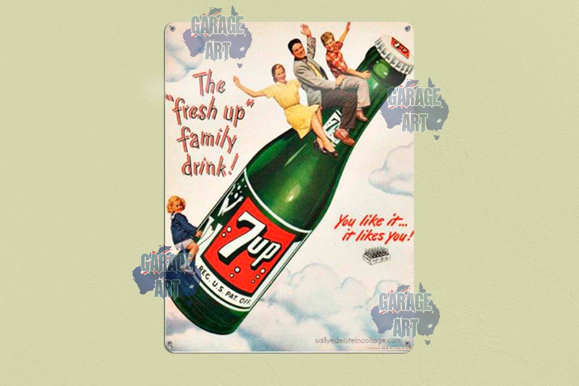 7UP The Fresh Family Drink Tin Sign freeshipping - garageartaustralia