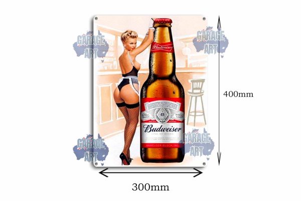 Budweiser Beer Pinup Tin Sign freeshipping - garageartaustralia