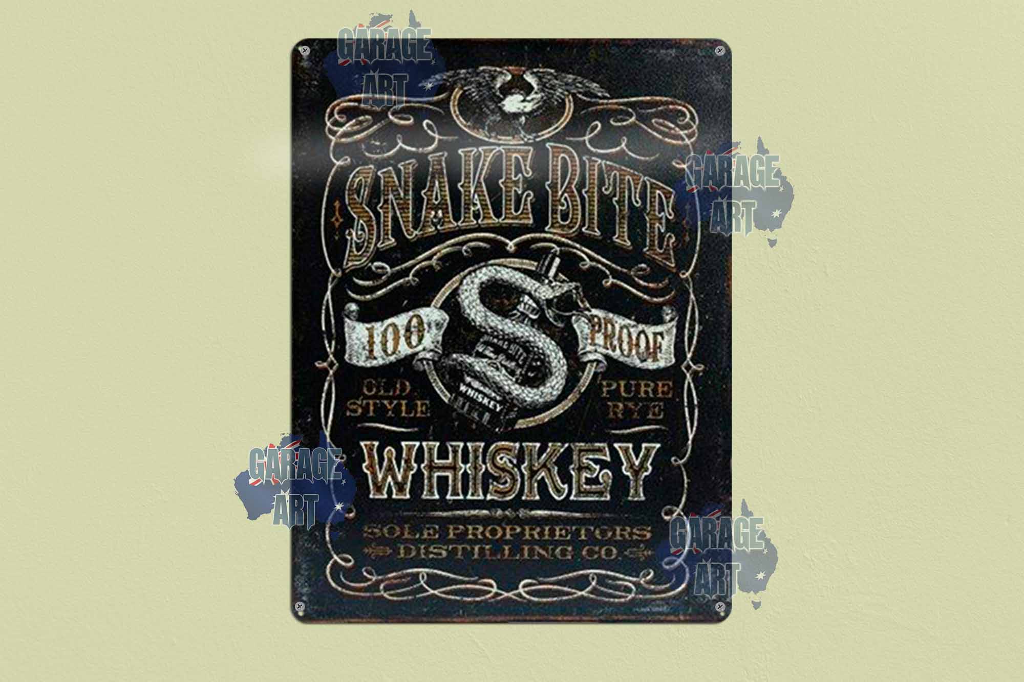 Snake Bite Whiskey Tin Sign freeshipping - garageartaustralia