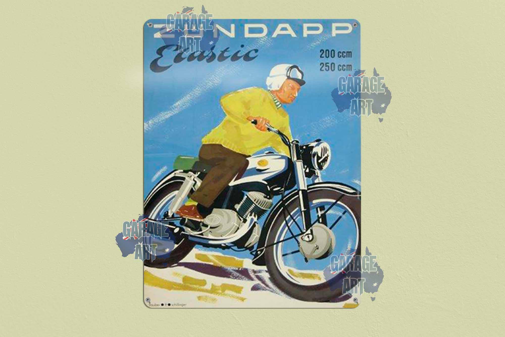 Zundapp Elastic Tin Sign freeshipping - garageartaustralia