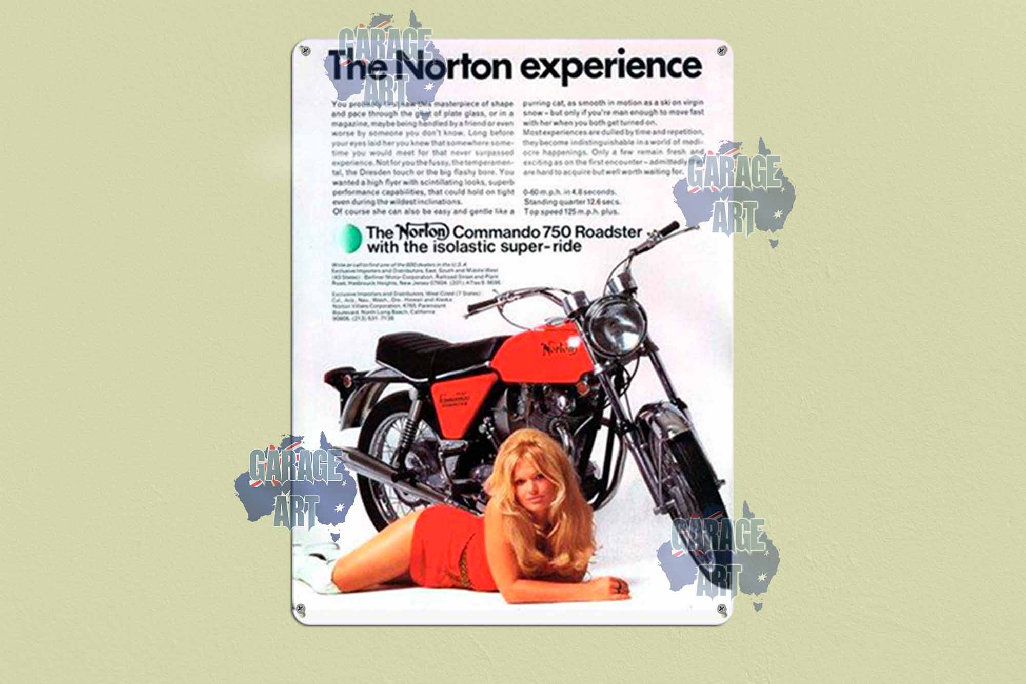 Norton Experience Commando Roadster Tin Sign freeshipping - garageartaustralia