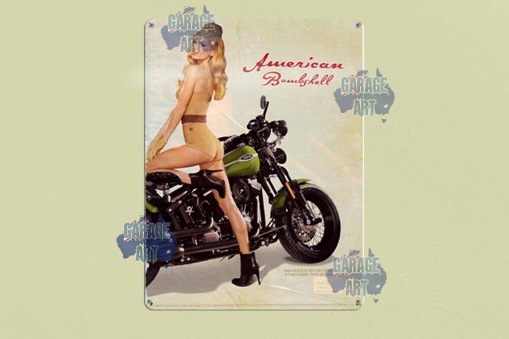 American Bomb shell Harley Davidson Tin Sign freeshipping - garageartaustralia