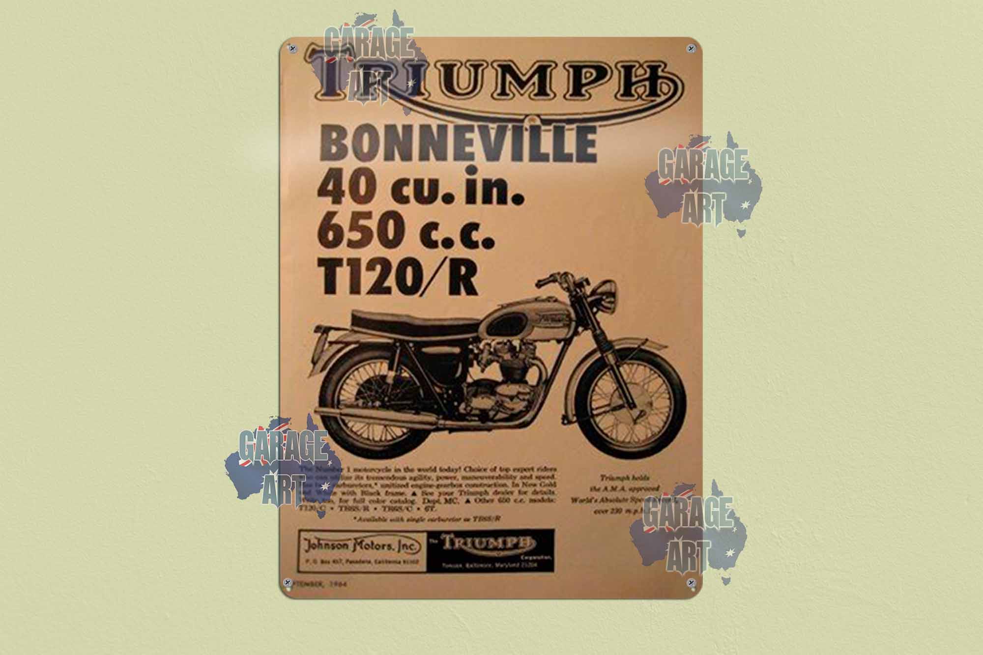Triumph Bonneville T20R Tin Sign freeshipping - garageartaustralia
