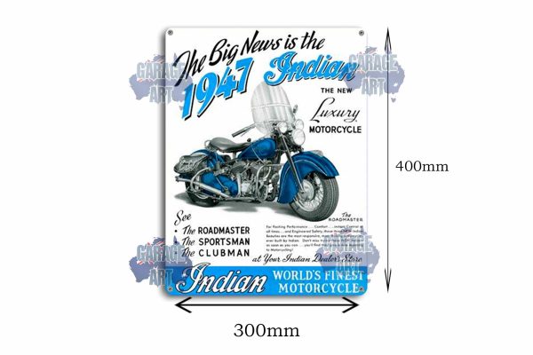 1947 Indian Luxury Motorcycle Tin Sign freeshipping - garageartaustralia