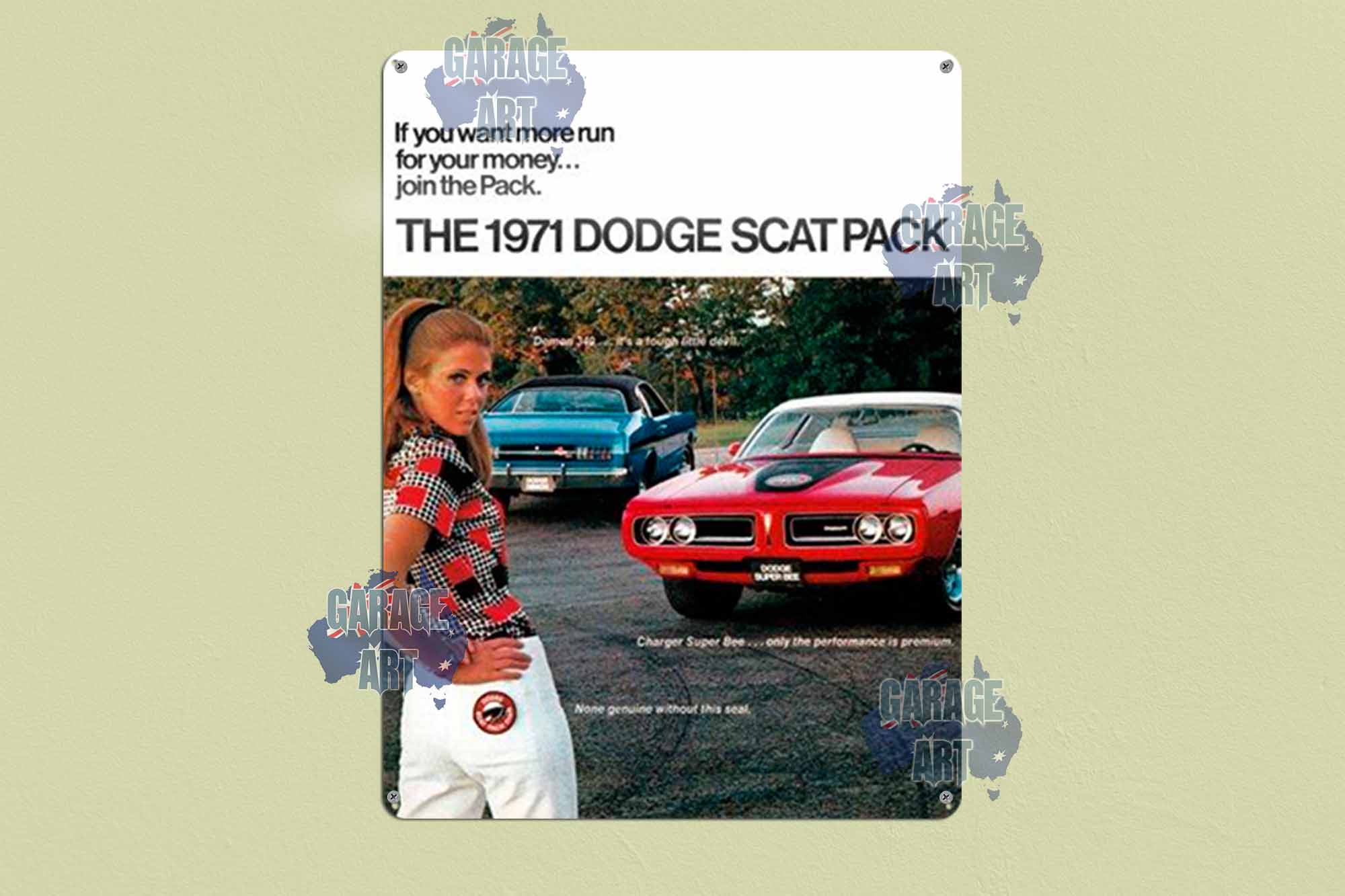 1971 Dodge Scat Pack Tin Sign freeshipping - garageartaustralia