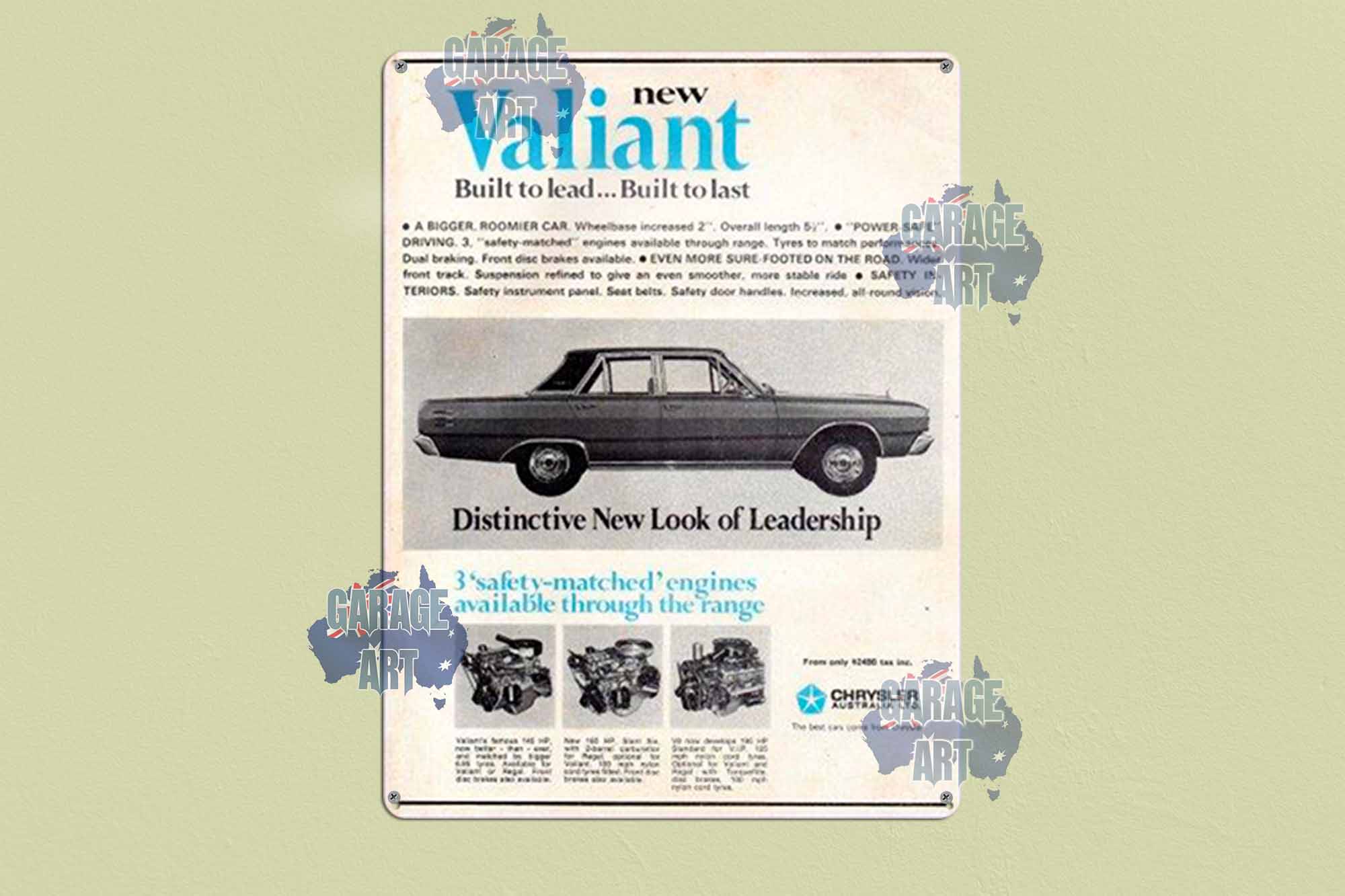 New Valiant Built To Lead Tin Sign freeshipping - garageartaustralia