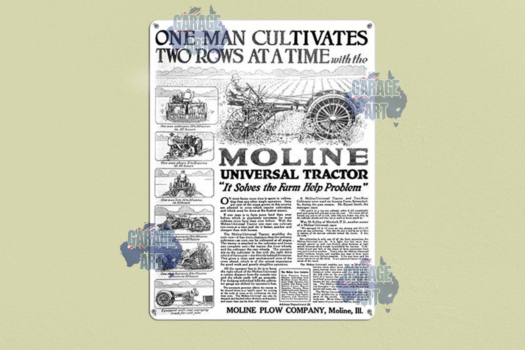 Moline Universal Tractor Tin Sign freeshipping - garageartaustralia