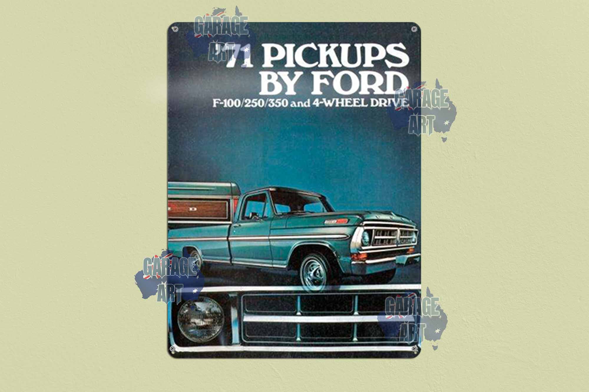 Ford 1971 F100 Pickups Tin Sign freeshipping - garageartaustralia