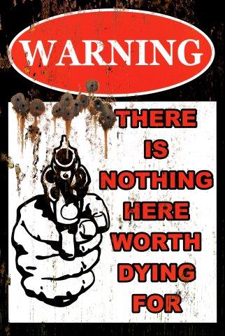 Warning Nothing Here 600mmx400mm Tin Sign freeshipping - garageartaustralia