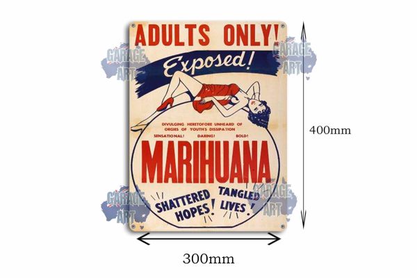 Marihuana Adults Only Tin Sign freeshipping - garageartaustralia