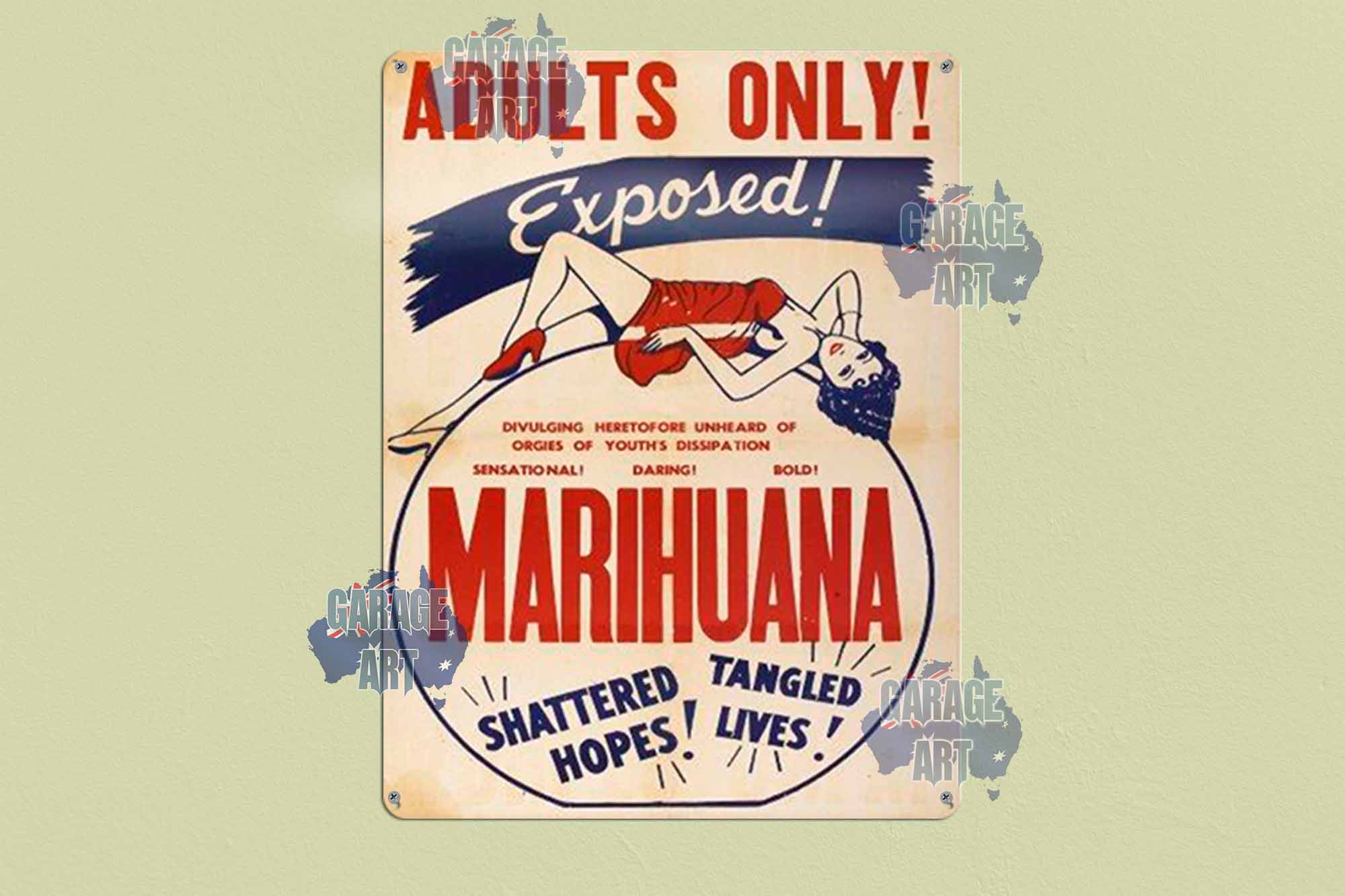 Marihuana Adults Only Tin Sign freeshipping - garageartaustralia