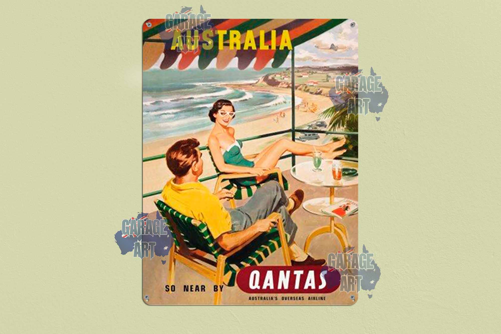 Australia So Near By Qantas Tin Sign freeshipping - garageartaustralia