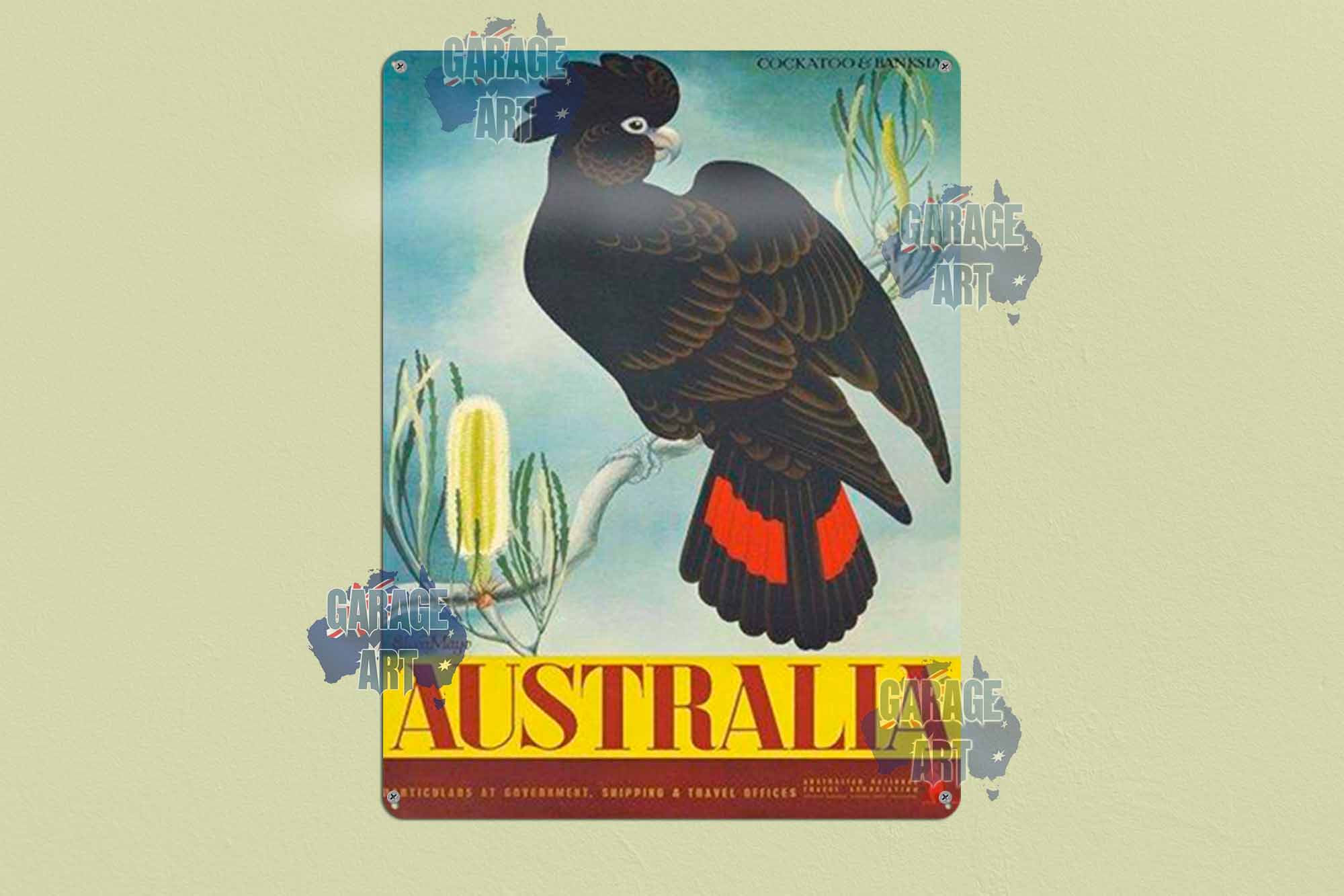 Cockatoo and Banksia Australia Tin Sign freeshipping - garageartaustralia