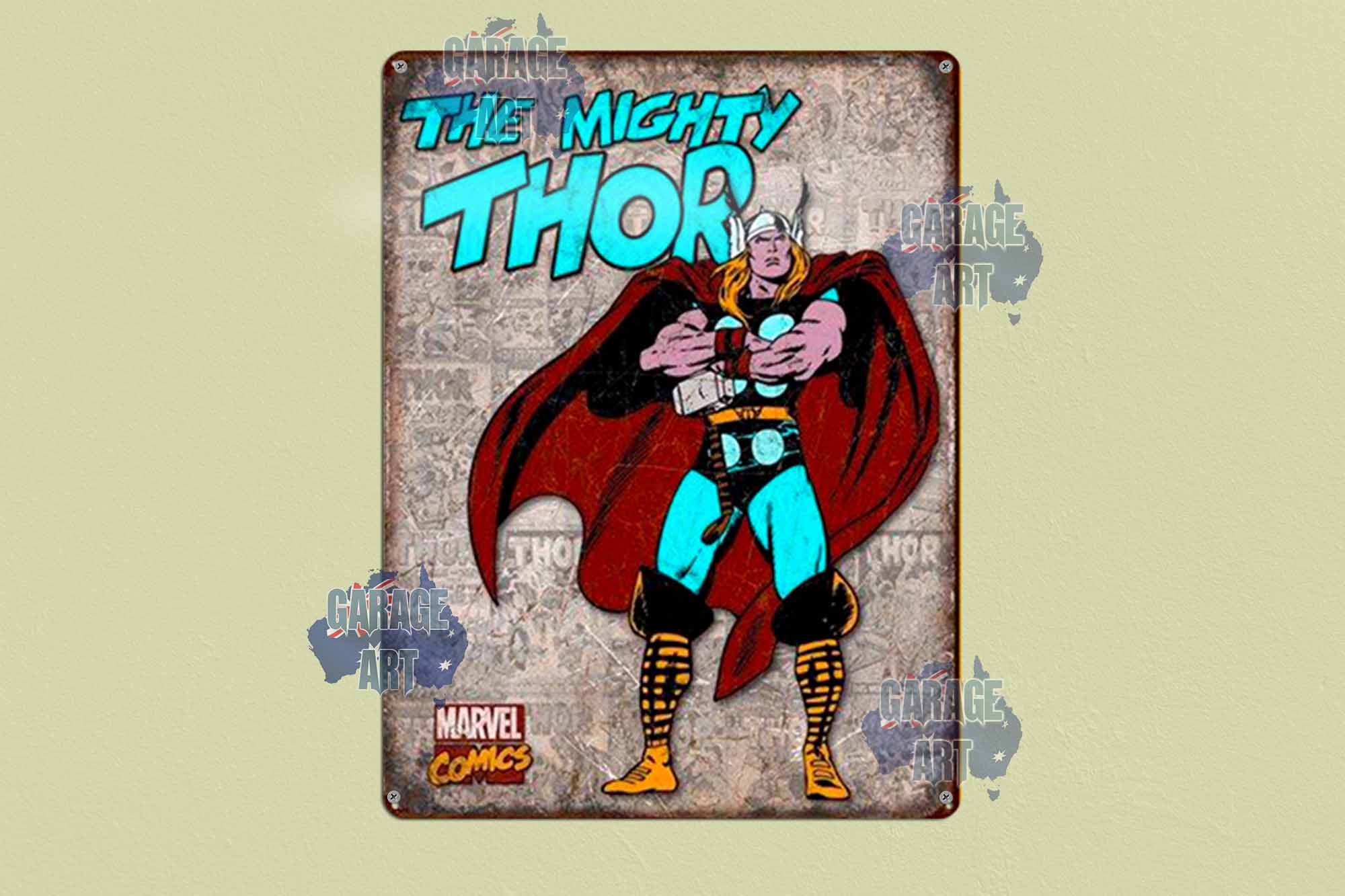 The Mighty Thor Tin Sign freeshipping - garageartaustralia