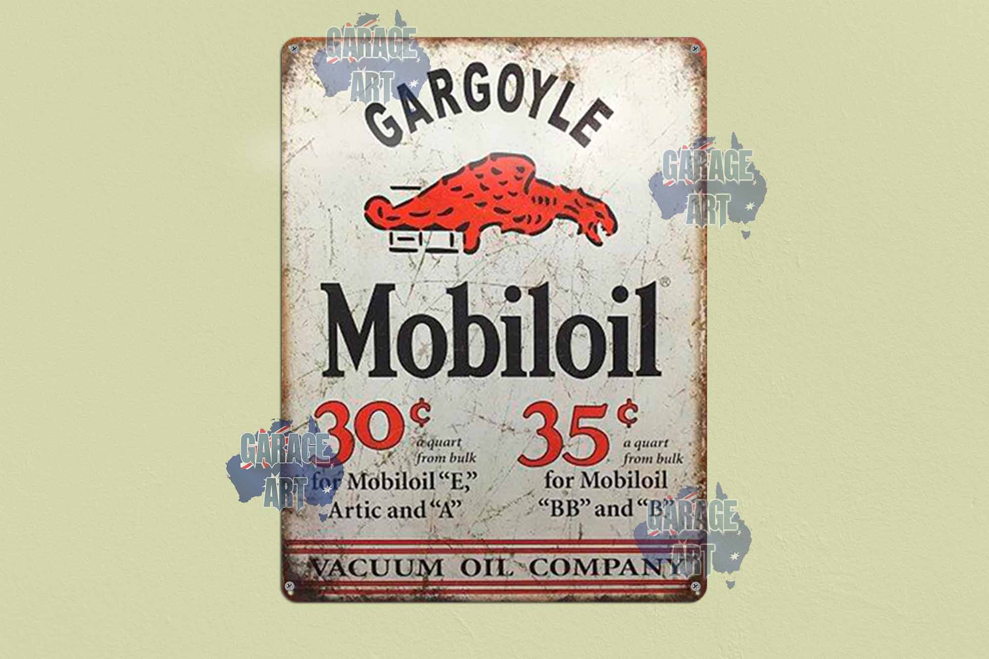 Gargolyle Mobiloil Tin Sign freeshipping - garageartaustralia