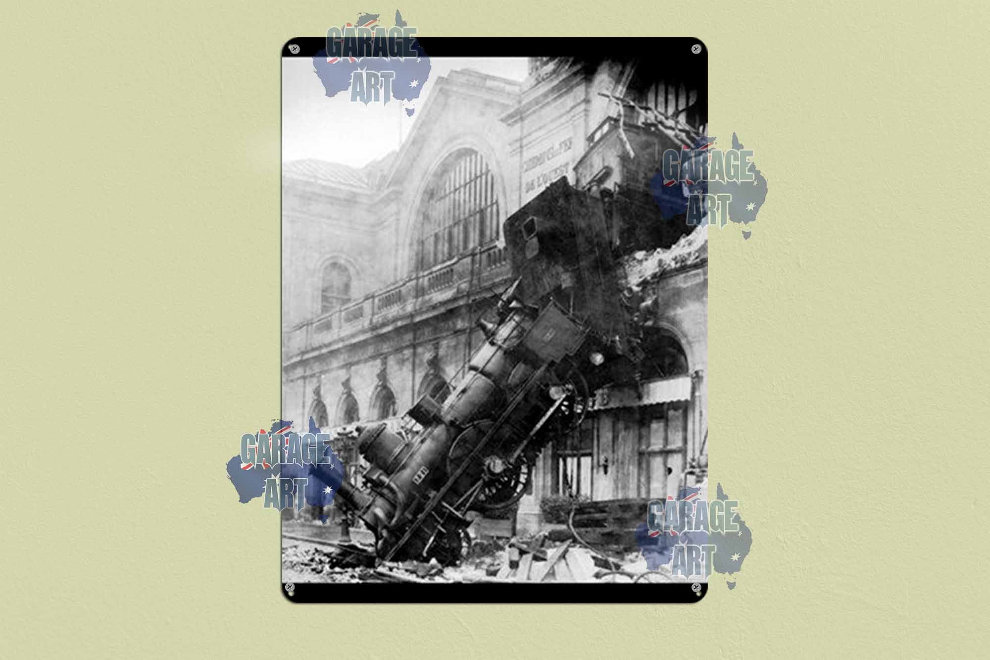 French Steam Train Crashed From the First Floor  Tin Sign freeshipping - garageartaustralia