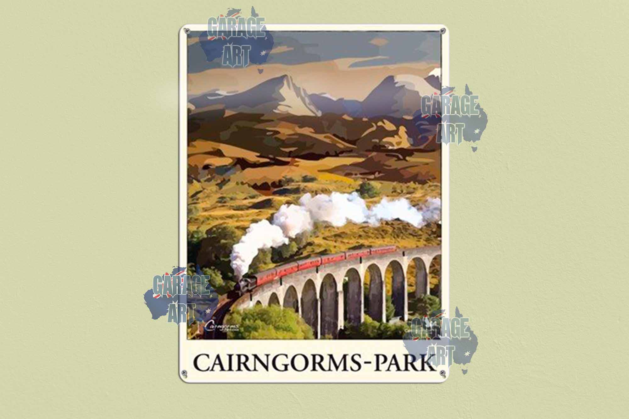 Steam Train Cairngorms Park Tin Sign freeshipping - garageartaustralia