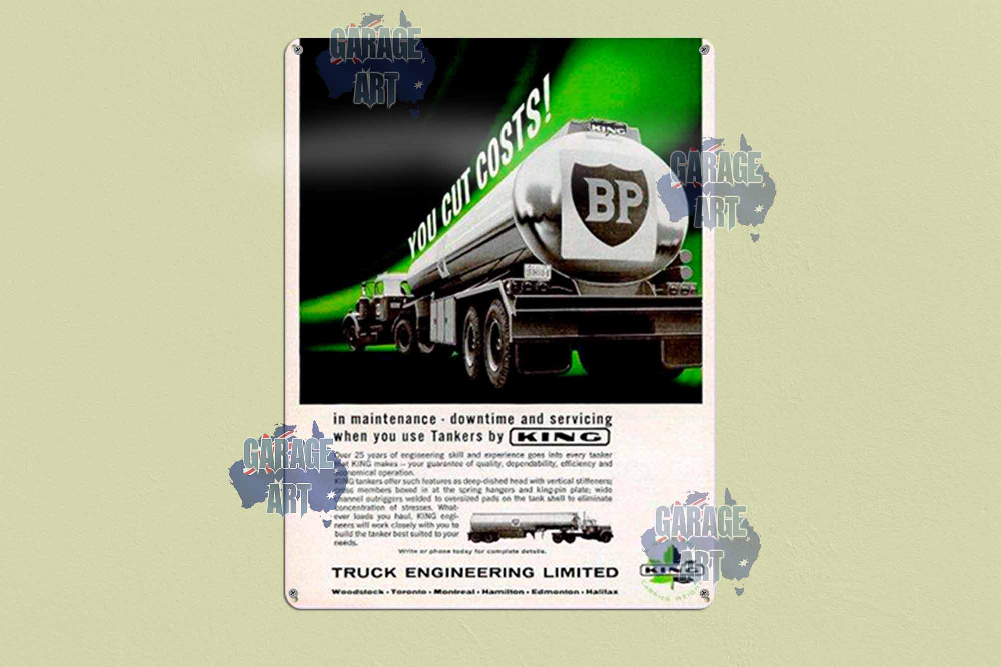 BP King Petrol Truck Tankers Tin Sign freeshipping - garageartaustralia