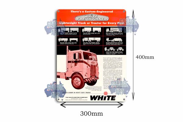 White Freightliner Trucks Tin Sign freeshipping - garageartaustralia