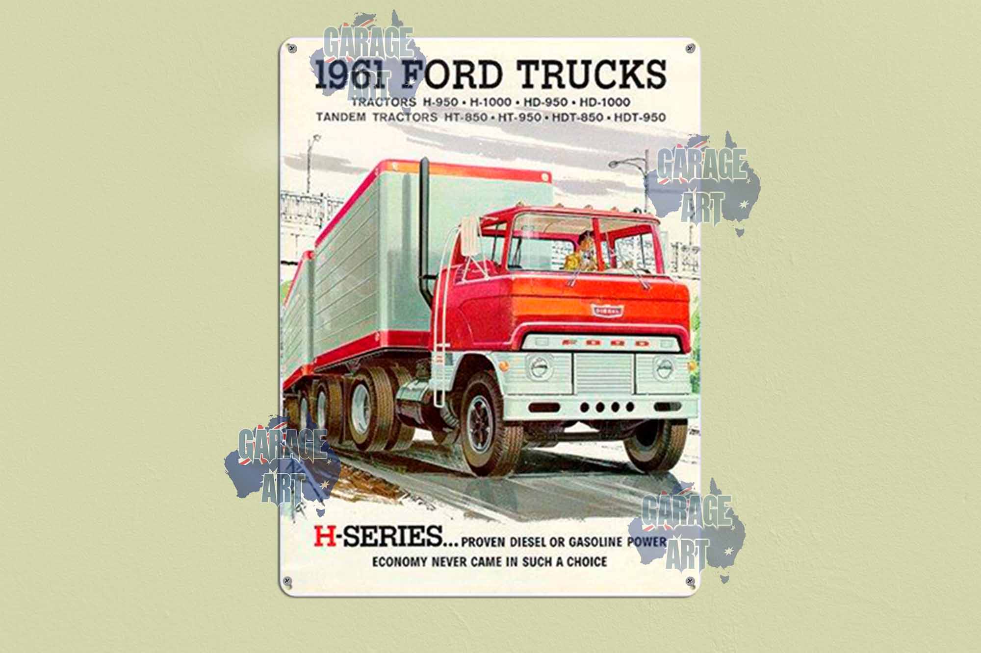 1961 Ford Trucks Tin Sign freeshipping - garageartaustralia