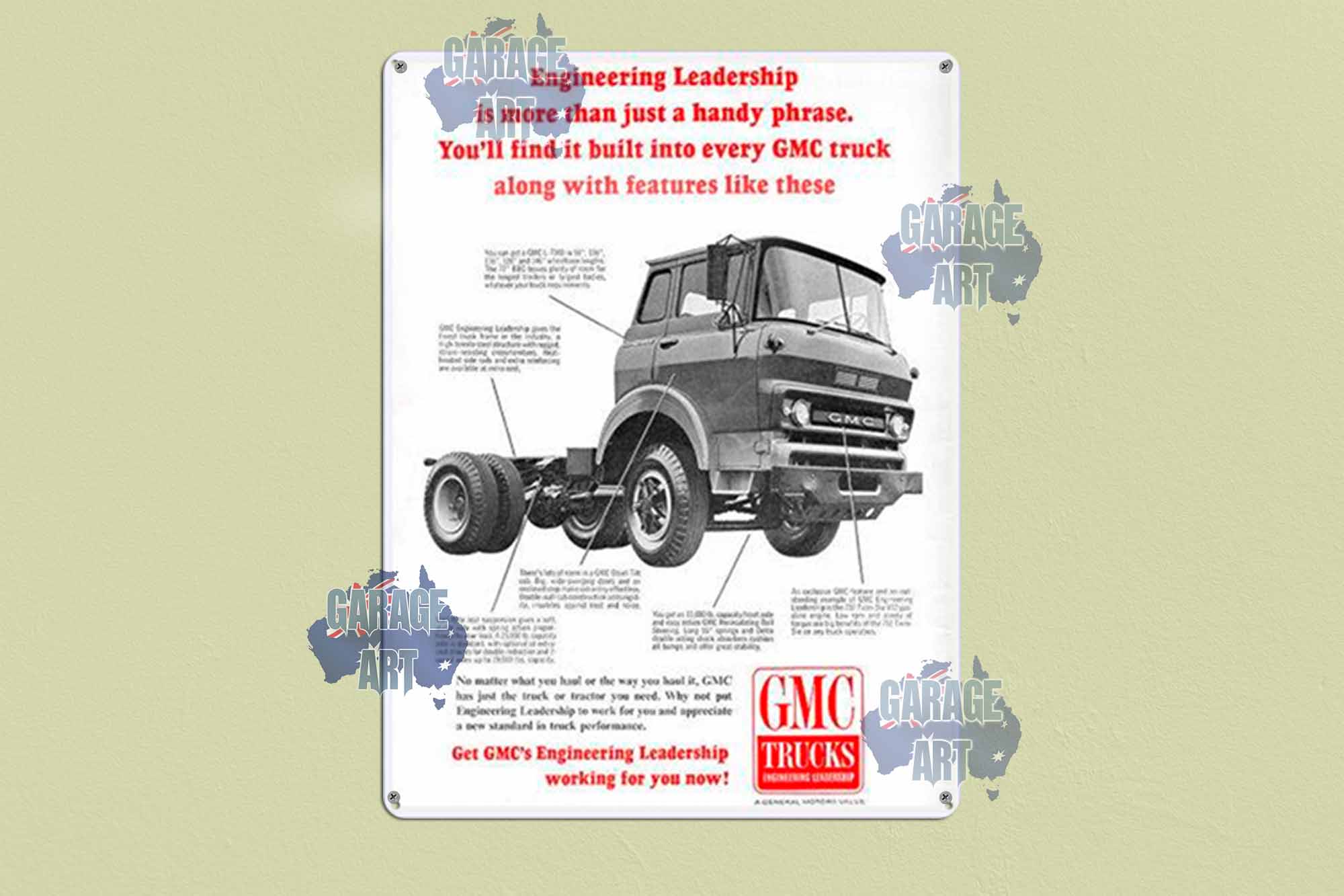 GMC Trucks Engineering Leadership Tin Sign freeshipping - garageartaustralia