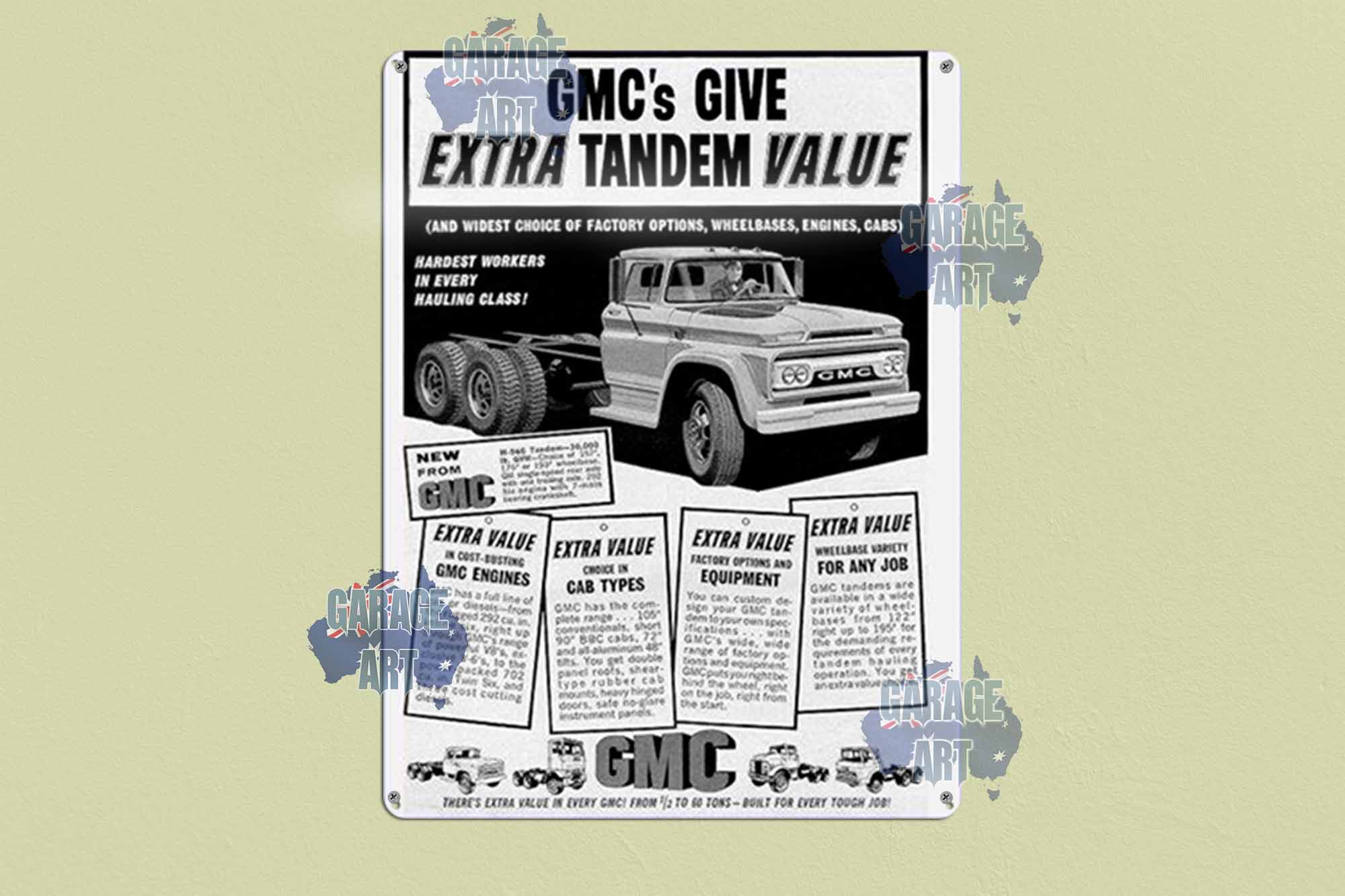 GMC Tandem Trucks Tin Sign freeshipping - garageartaustralia