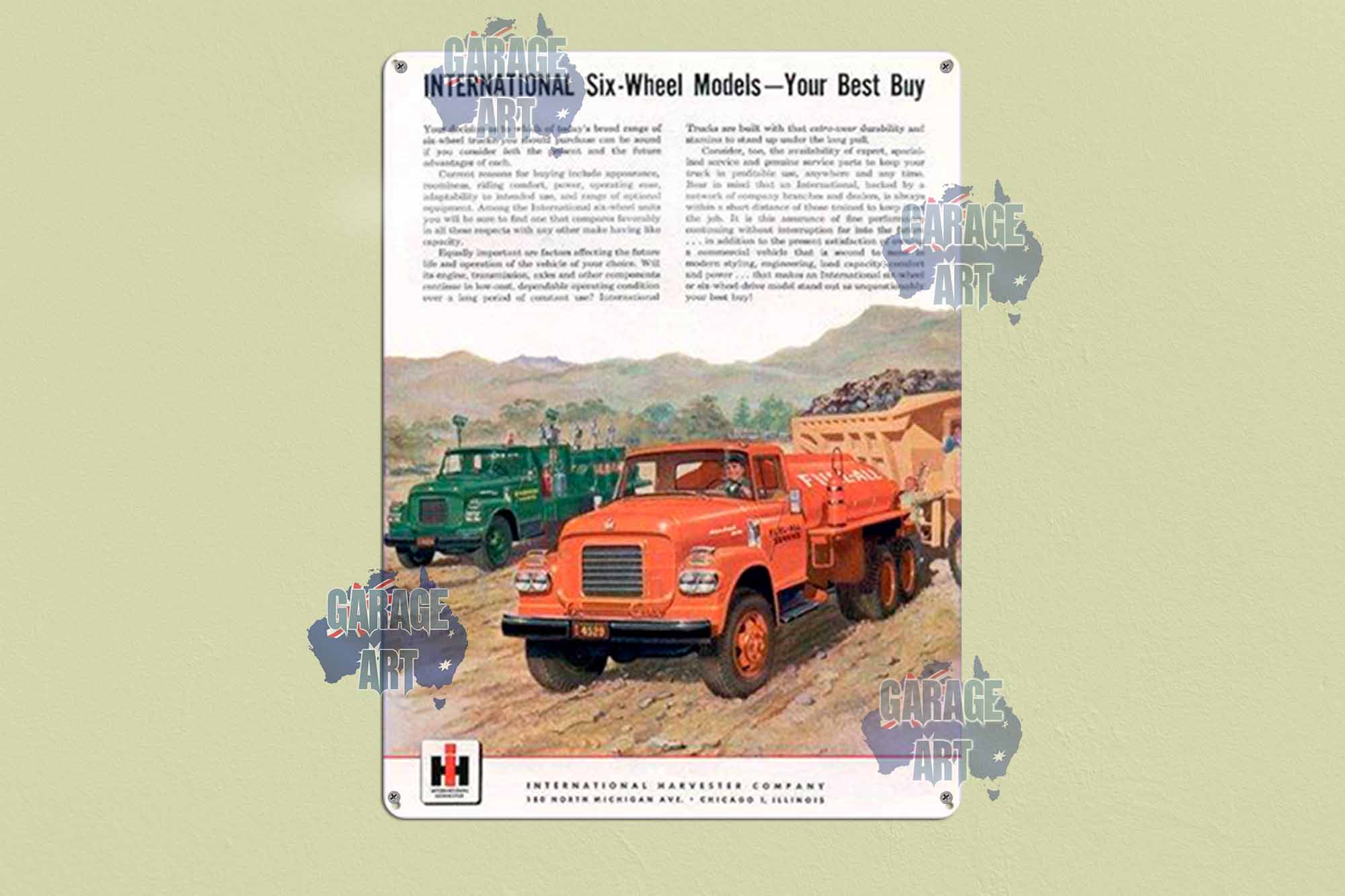 International 6 wheel Truck Tin Sign freeshipping - garageartaustralia