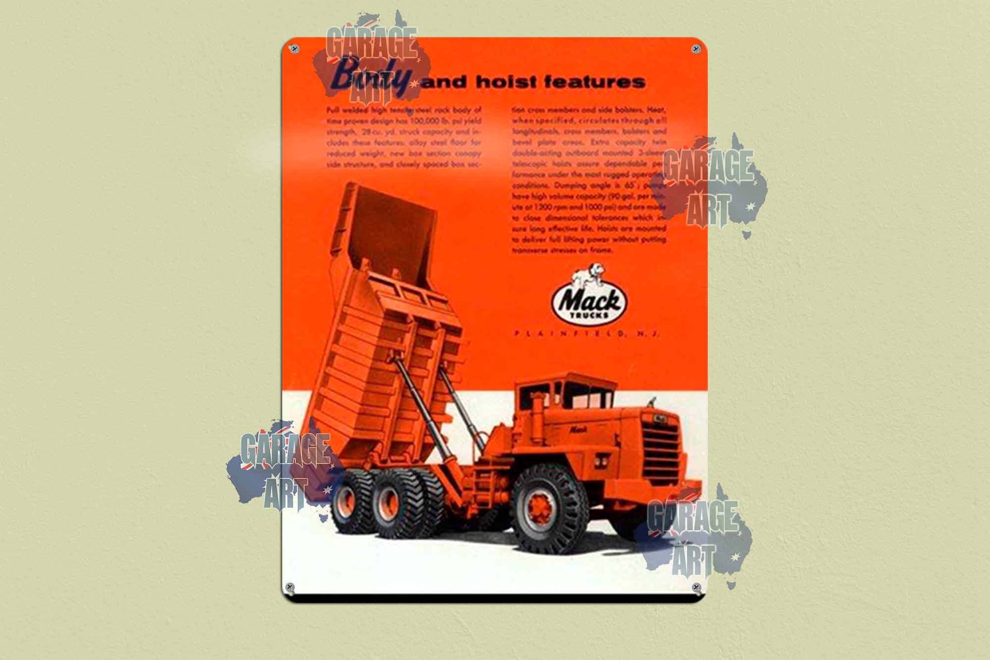 Mack Dump Truck Tin Sign freeshipping - garageartaustralia