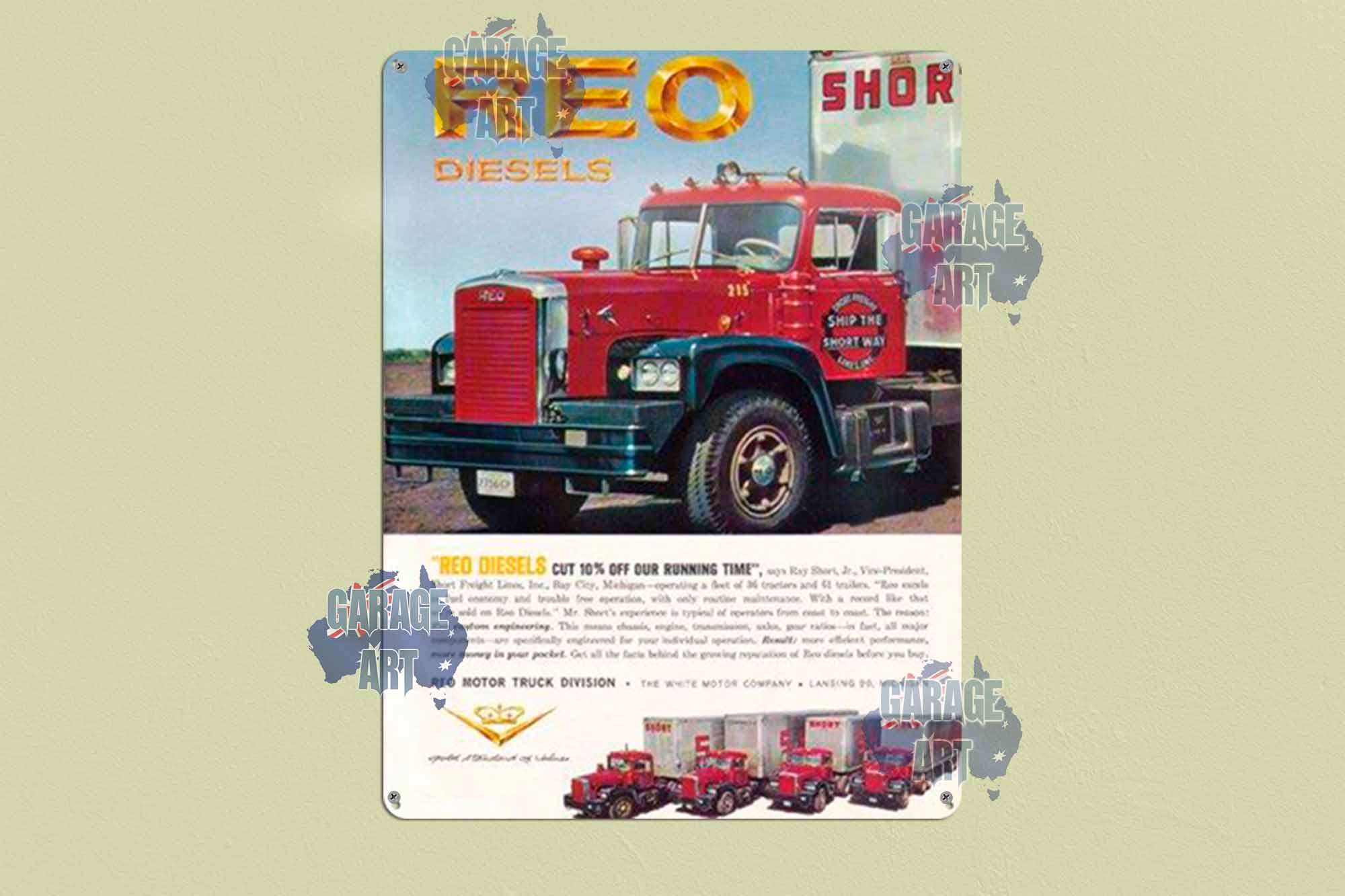Reo Trucks Cuts Running Costs Tin Sign freeshipping - garageartaustralia