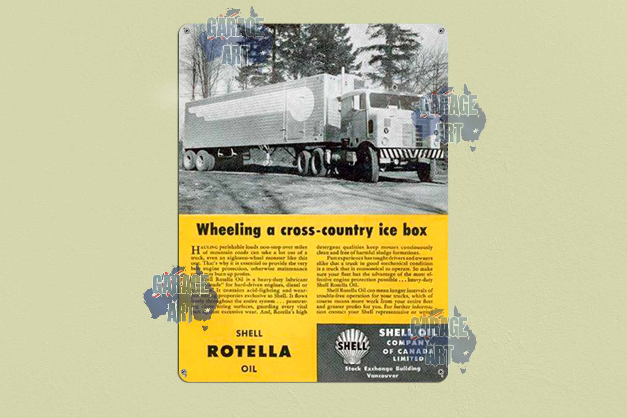 Rotella Trucks and Shell Tin Sign freeshipping - garageartaustralia