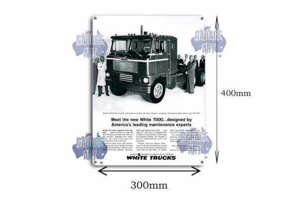 White Truck 7000 Tin Sign freeshipping - garageartaustralia