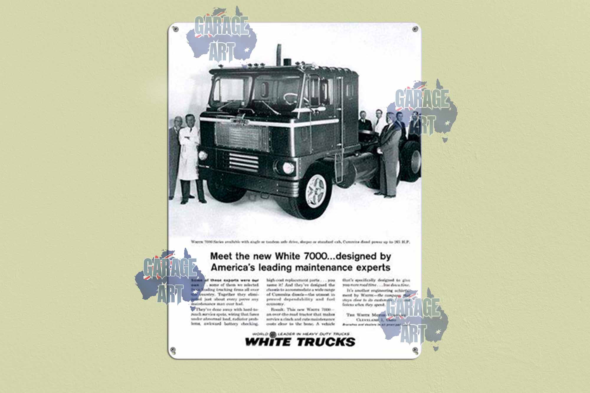 White Truck 7000 Tin Sign freeshipping - garageartaustralia