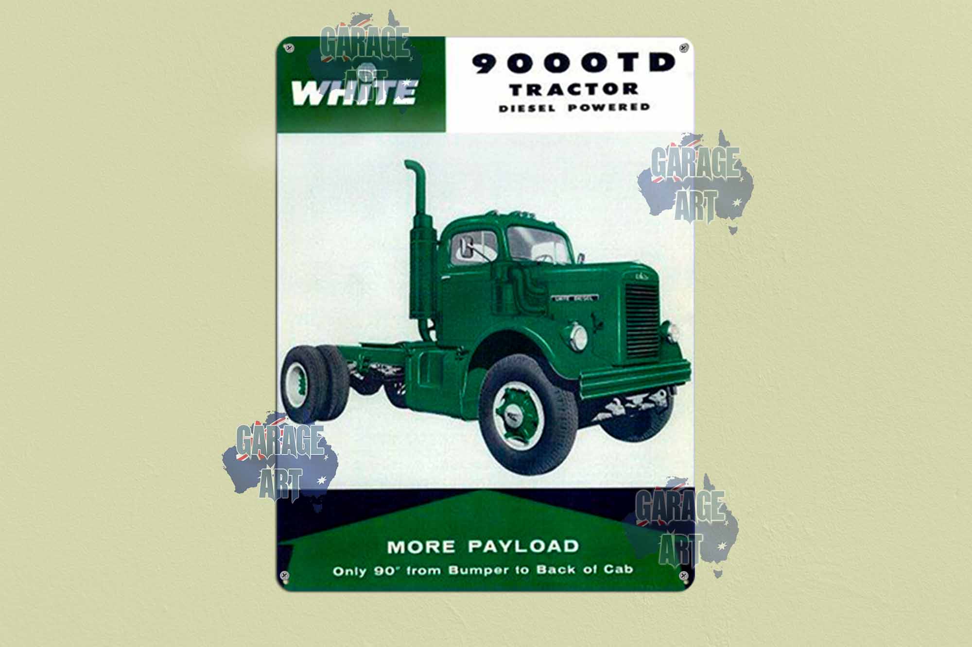 White Trucks 9000 Series Tin Sign freeshipping - garageartaustralia