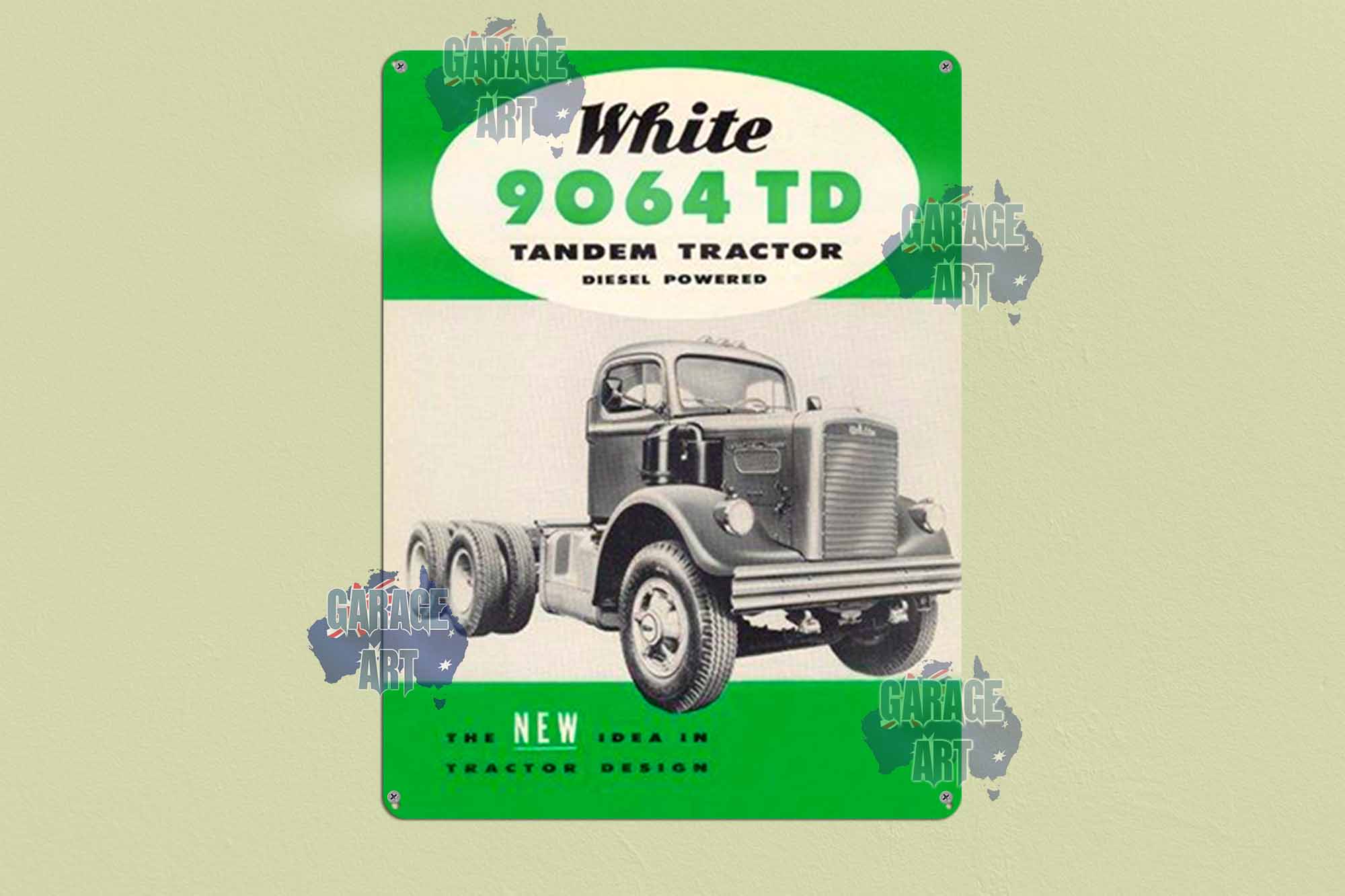 White Trucks 9064TD Series Tin Sign freeshipping - garageartaustralia