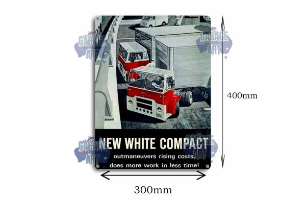 White Trucks New Compact Tin Sign freeshipping - garageartaustralia