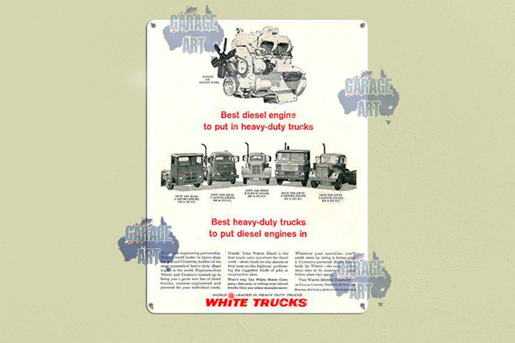 White Best Heavt Duty Trucks Tin Sign