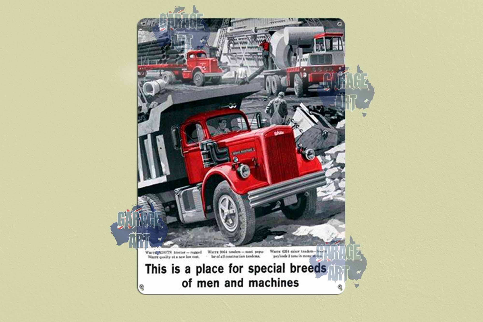 White Trucks For Special Men Machines Tin Sign freeshipping - garageartaustralia
