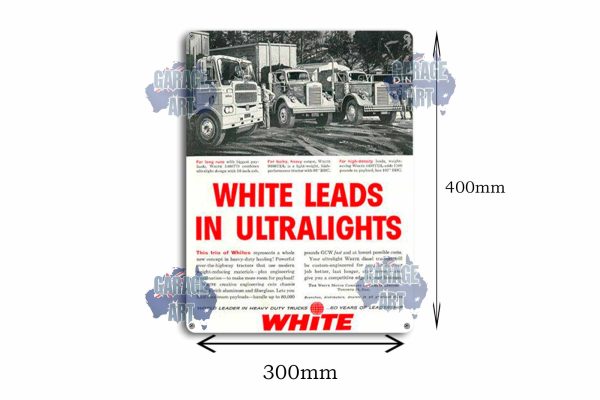 White Trucks the Leader in Ultralights Tin Sign freeshipping - garageartaustralia