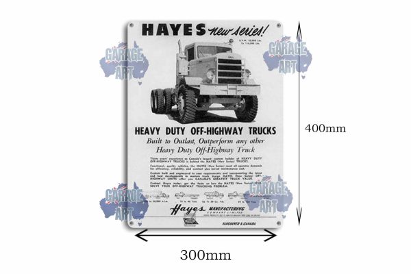 Hayes Truck Heavy Duty Off-Highway Series Tin Sign freeshipping - garageartaustralia
